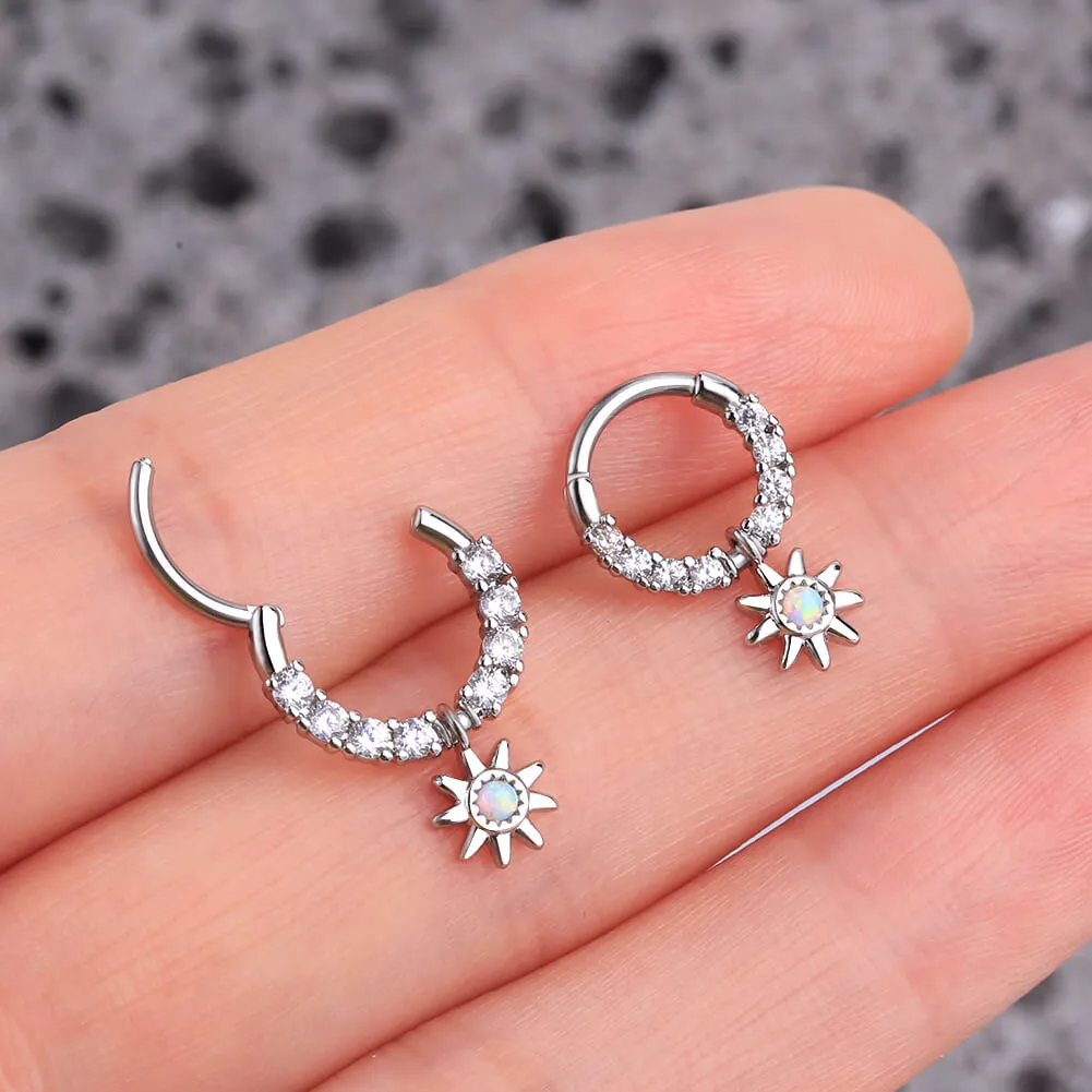 16G Sun Shape Dangle Hinged Segment Septum Ring