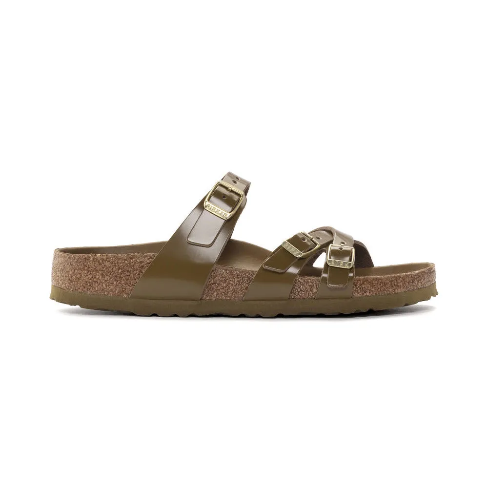 BIRKENSTOCK FRANCA HEX HIGH SHINE MUD GREEN - WOMENS