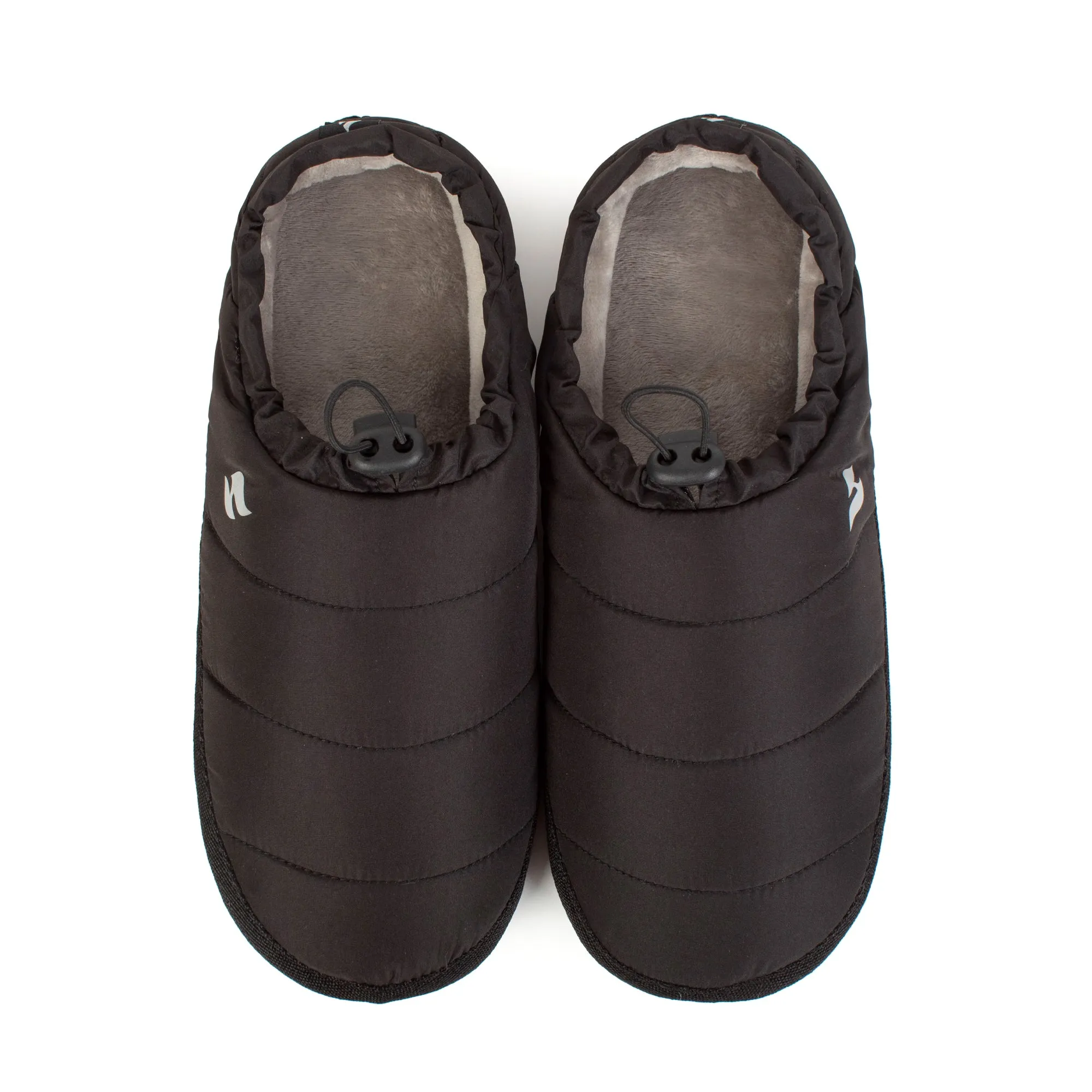 Ladies Georgina Drawstring Thermal Slippers - Black