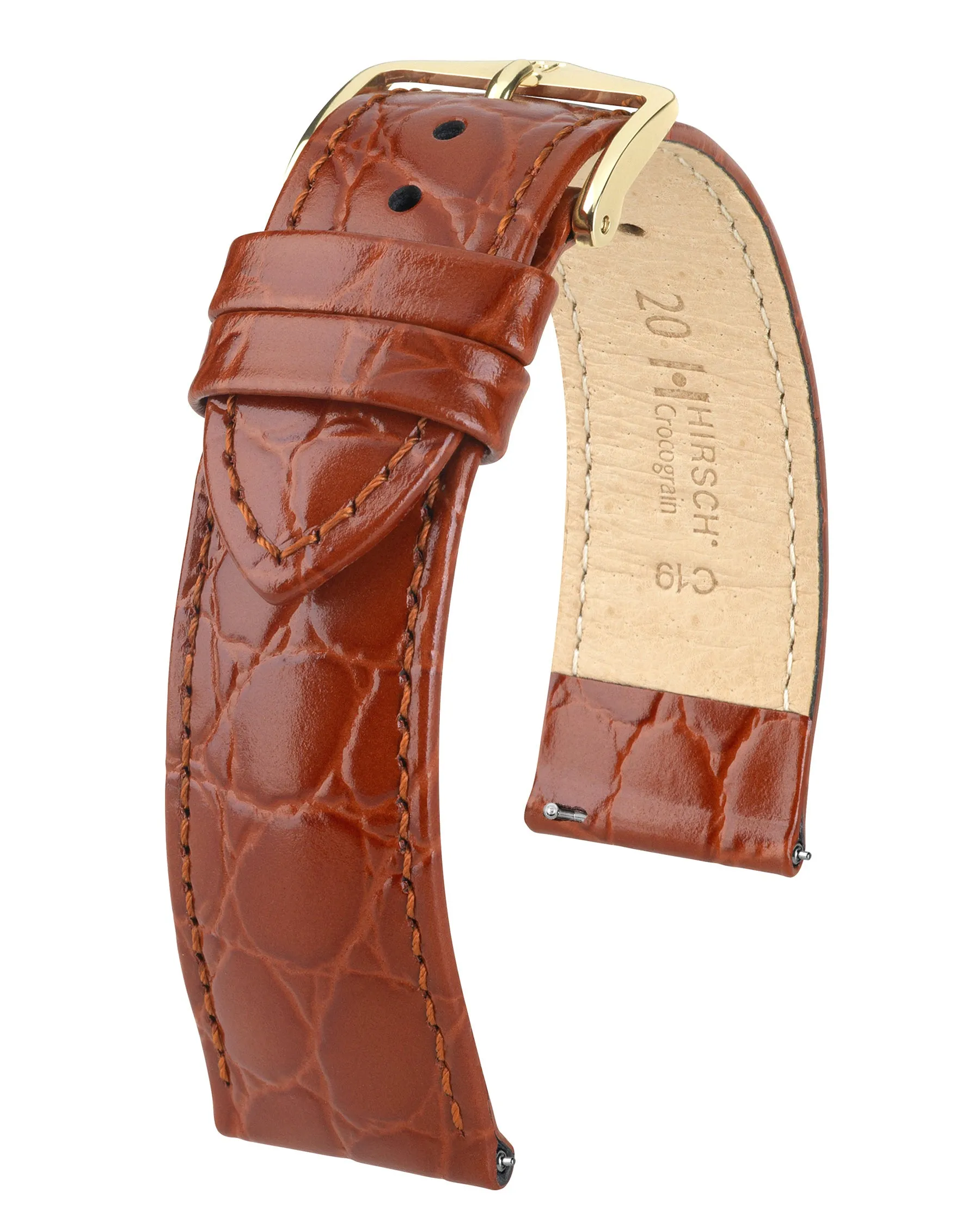 Ladies HIRSCH CROCOGRAIN Crocodile Embossed Shiny Calfskin Watch Strap  1230 28