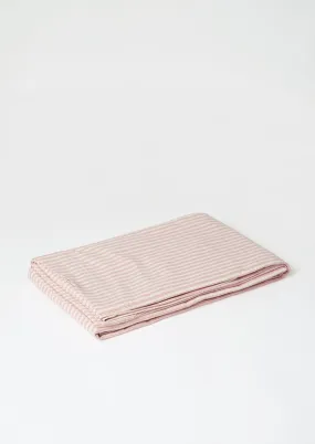 Organic Cotton Ticking Stripe Fitted Sheet | Ecru/Rose