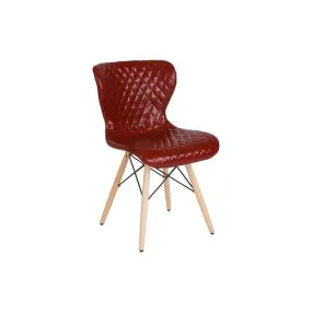 Riverway Red Vinyl Upholstered Chair Natural Wooden Legs