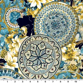 Romantic Mandalas and Lilies Printed Spandex Fabric | Blue Moon Fabrics