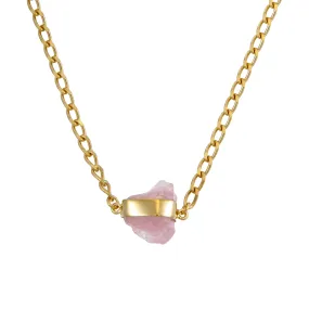 ROSE QUARTZ SHORT NECKLACE - GOLD