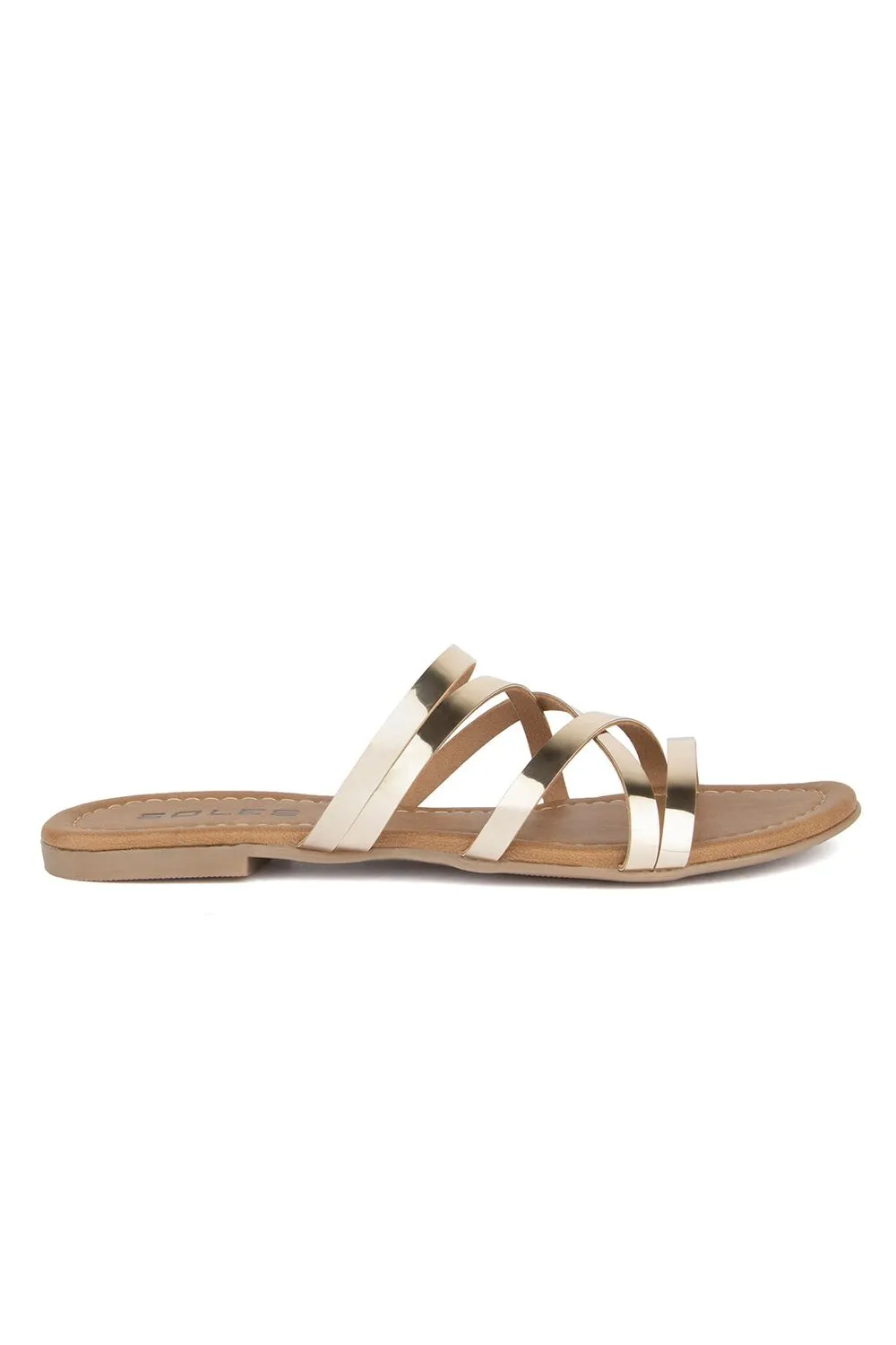 SOLES Glamorous Gold Flat Sandals